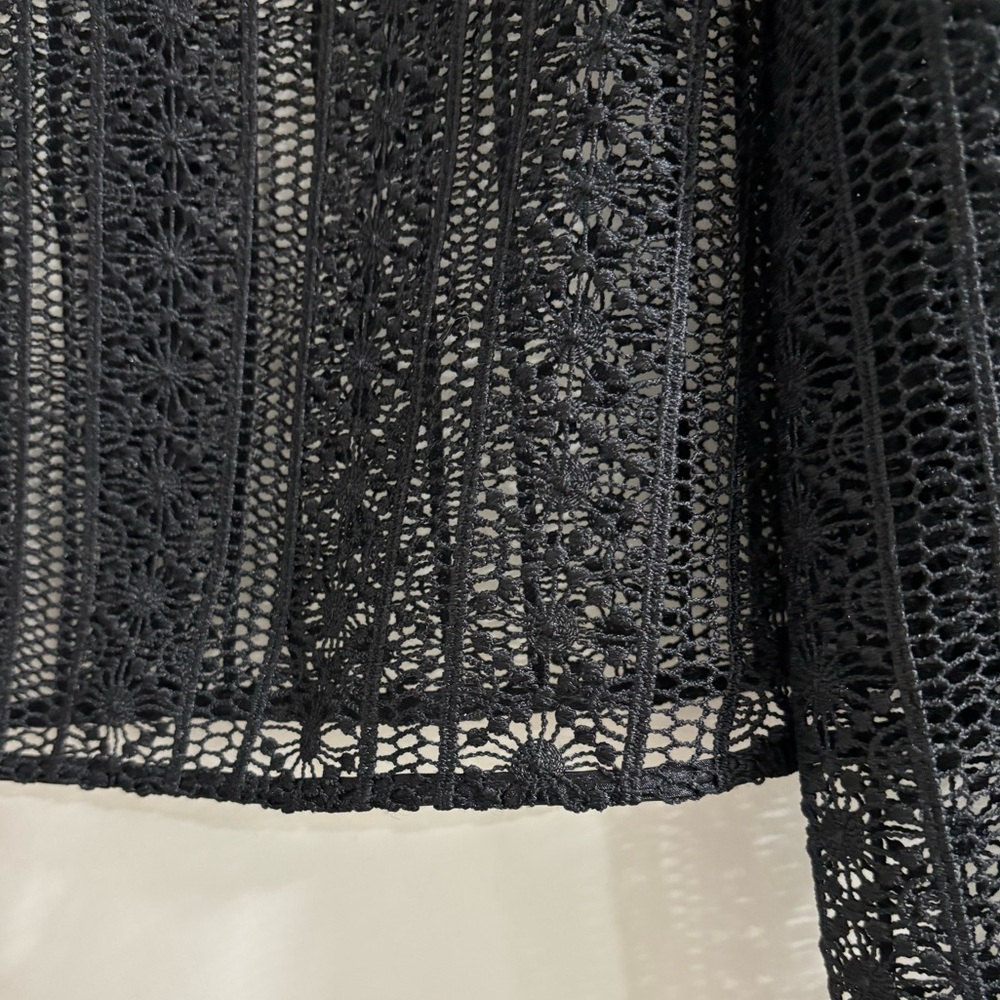 All Saints Black Lace Long Sleeve Blouse Sz 8 - Picture 6 of 8